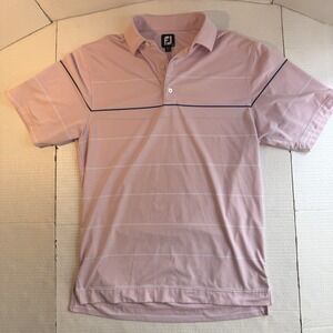 FootJoy Performance Polo Golf Shirt Mens S FJ Logo Pink Striped Short Preppy Y2K